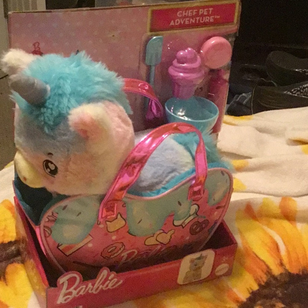 Barbie Chef Pet Adventure Stuffed Animal Unicorn Toy Plush Purse New